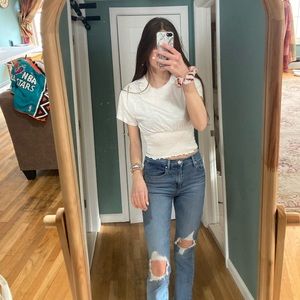 White smocked crop top in size small from Forever 21.